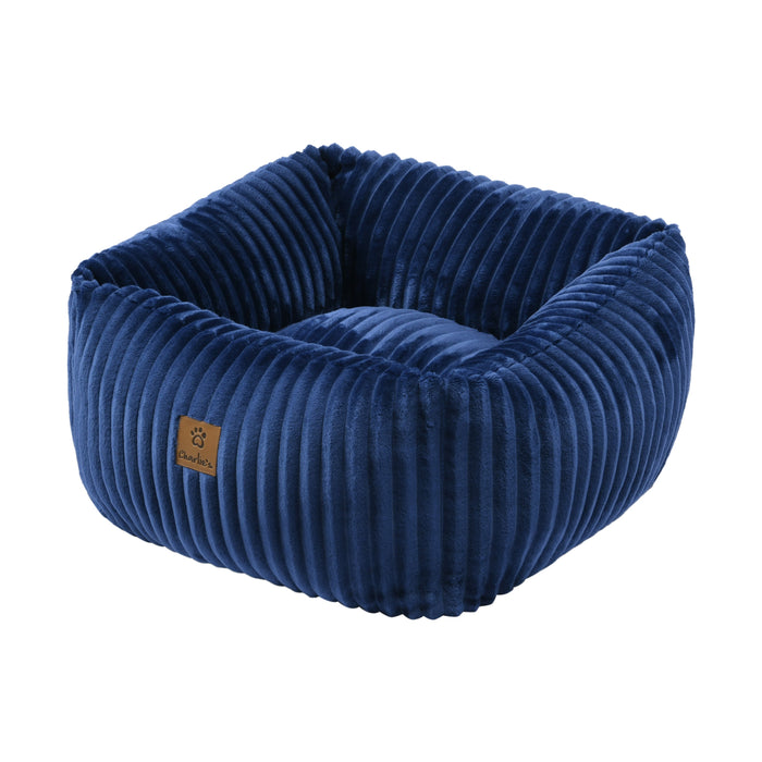 Ascher Plush Corduroy Square Pet Bed Nest - Navy