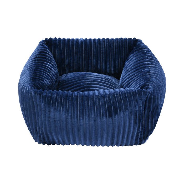 Ascher Plush Corduroy Square Pet Bed Nest - Navy