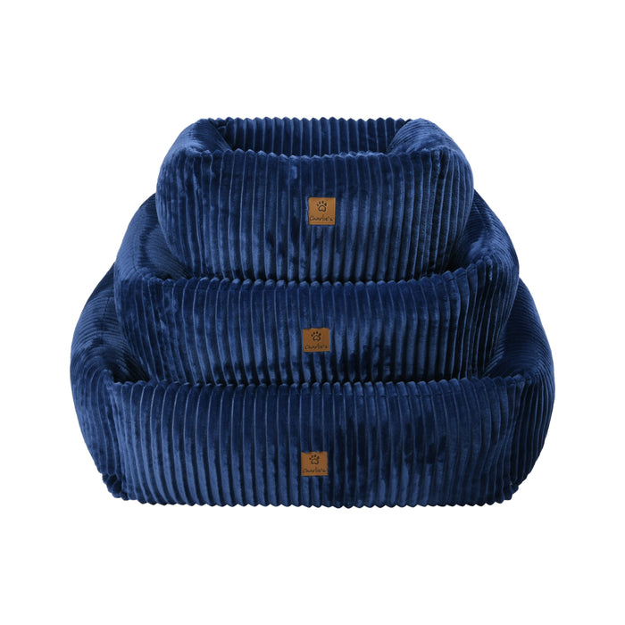 Ascher Plush Corduroy Square Pet Bed Nest - Navy