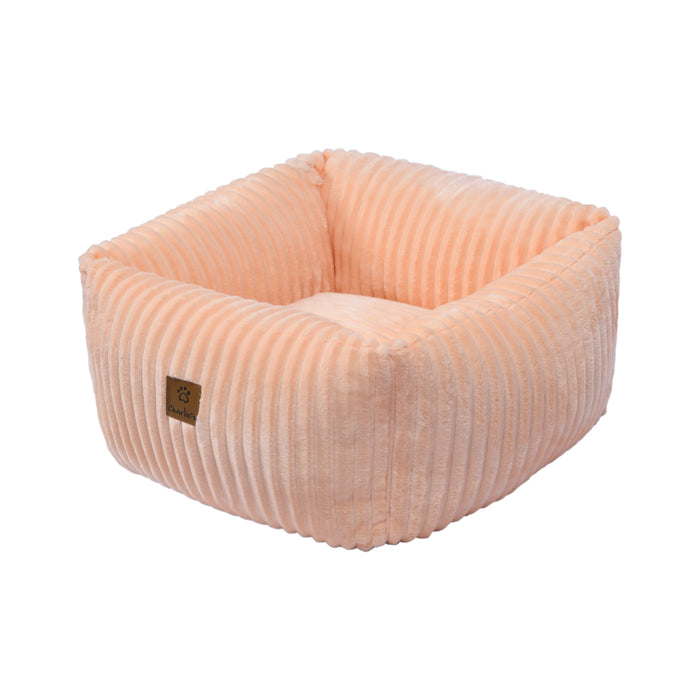 Ascher Plush Corduroy Square Pet Bed Nest Bed - Soft Beige