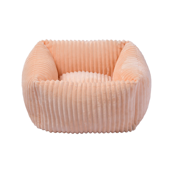 Ascher Plush Corduroy Square Pet Bed Nest Bed - Soft Beige