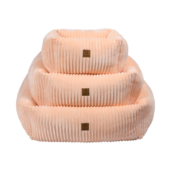 Ascher Plush Corduroy Square Pet Bed Nest Bed - Soft Beige