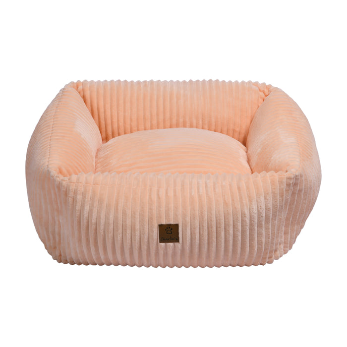 Ascher Plush Corduroy Square Pet Bed Nest Bed - Soft Beige