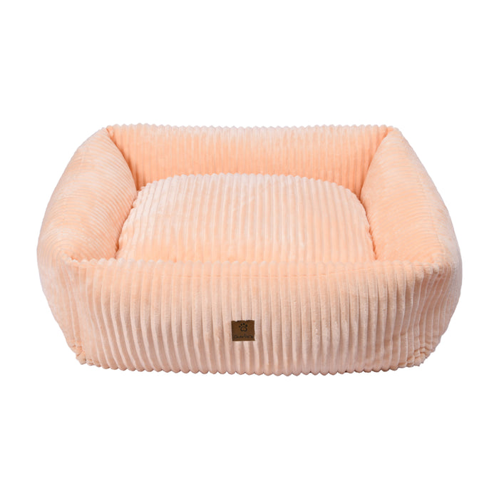 Ascher Plush Corduroy Square Pet Bed Nest Bed - Soft Beige