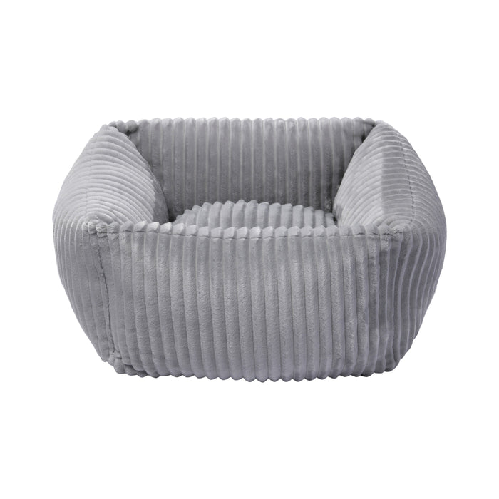 Ascher Plush Corduroy Square Pet Bed Nest Bed - Silver