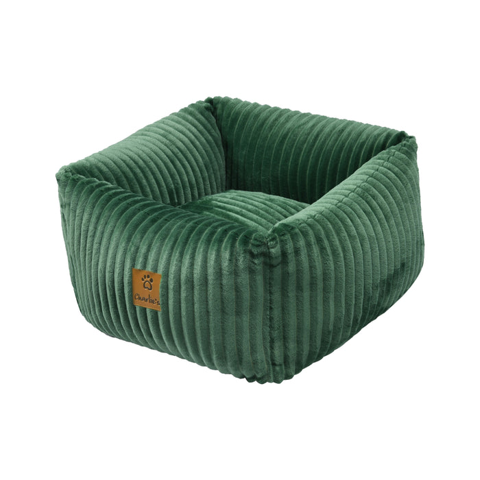 Ascher Plush Corduroy Square Pet Bed Nest Bed - Eden Green