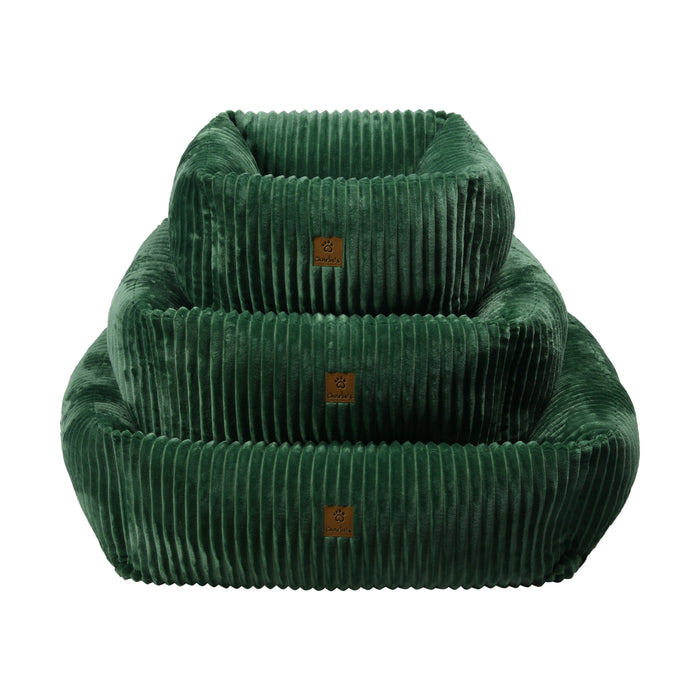 Ascher Plush Corduroy Square Pet Bed Nest Bed - Eden Green