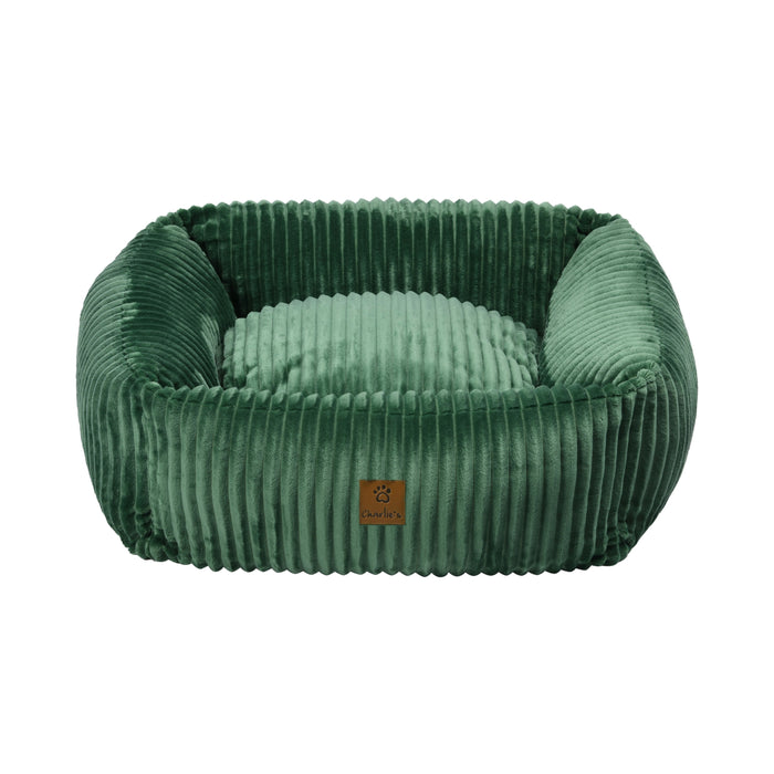 Ascher Plush Corduroy Square Pet Bed Nest Bed - Eden Green