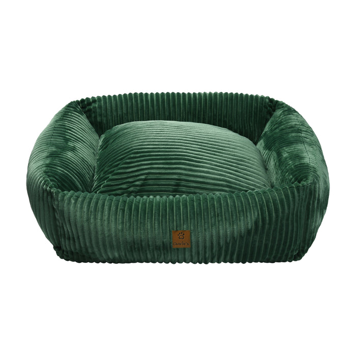 Ascher Plush Corduroy Square Pet Bed Nest Bed - Eden Green