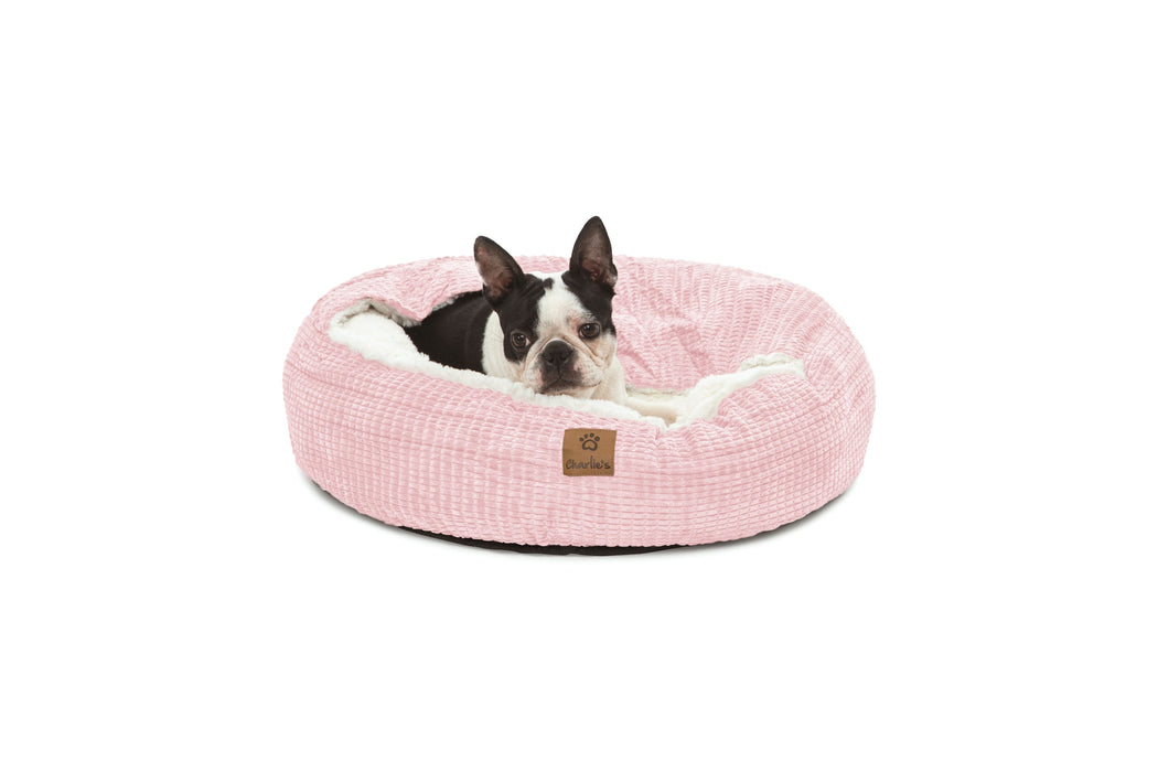 Cushioned Hooded Pet Bed Nest Pink