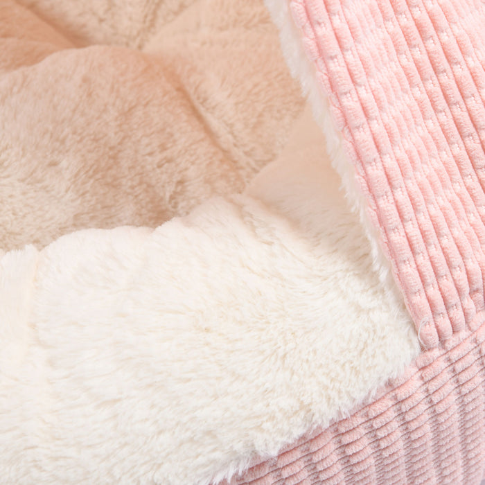 Cushioned Hooded Pet Bed Nest Pink