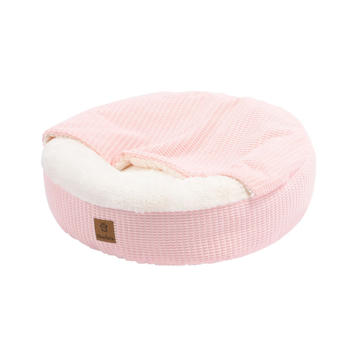 Cushioned Hooded Pet Bed Nest Pink