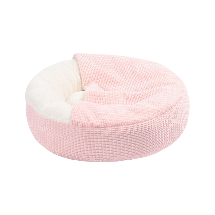 Cushioned Hooded Pet Bed Nest Pink