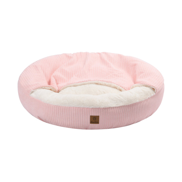 Cushioned Hooded Pet Bed Nest Pink