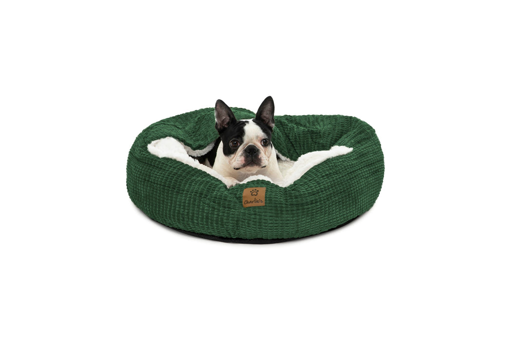 Snookie Hooded Pet Bed in Corncob - Eden Green