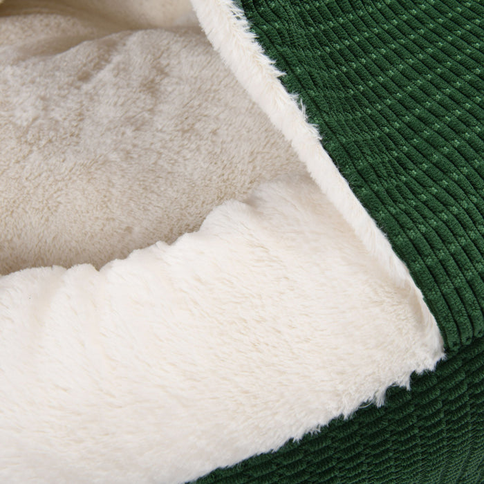 Snookie Hooded Pet Bed in Corncob - Eden Green