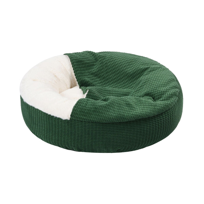 Snookie Hooded Pet Bed in Corncob - Eden Green