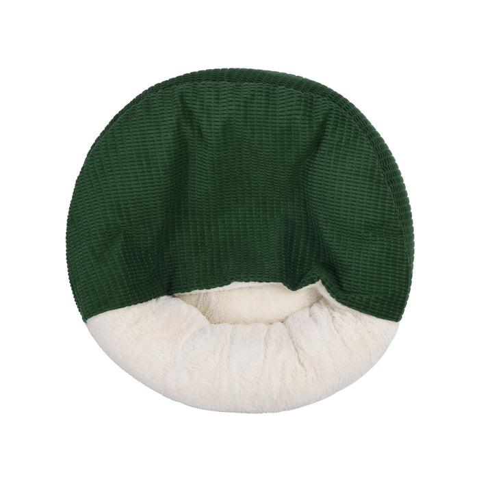 Snookie Hooded Pet Bed in Corncob - Eden Green