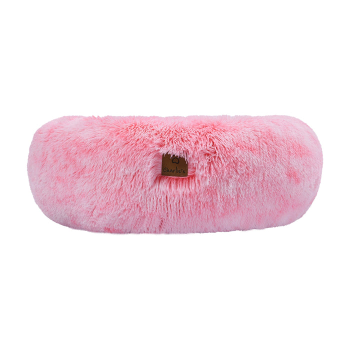 Donut Faux Fur Calming Pet Bed Nest Ombre Pink