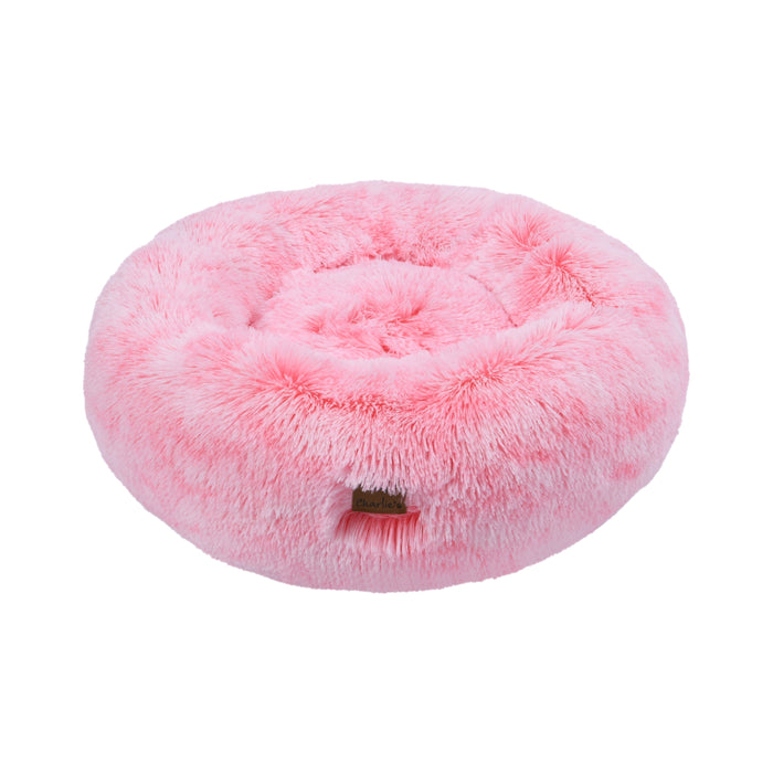 Donut Faux Fur Calming Pet Bed Nest Ombre Pink