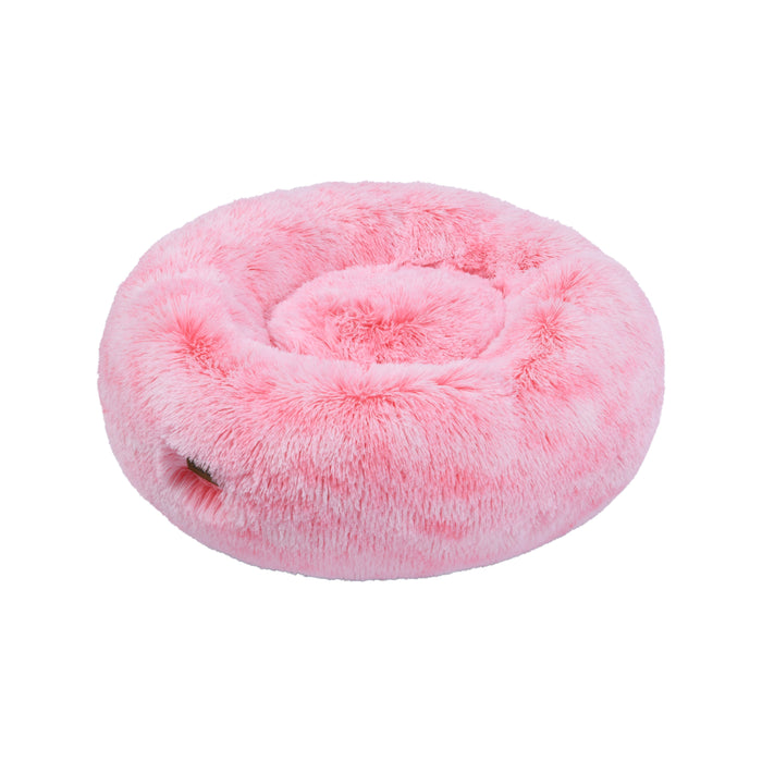 Donut Faux Fur Calming Pet Bed Nest Ombre Pink