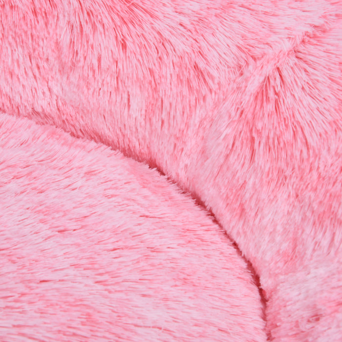 Donut Faux Fur Calming Pet Bed Nest Ombre Pink