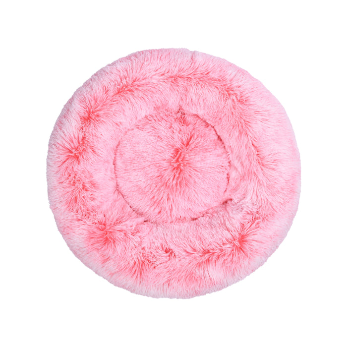 Donut Faux Fur Calming Pet Bed Nest Ombre Pink