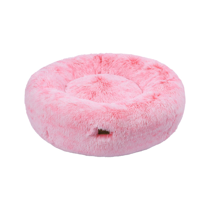 Donut Faux Fur Calming Pet Bed Nest Ombre Pink