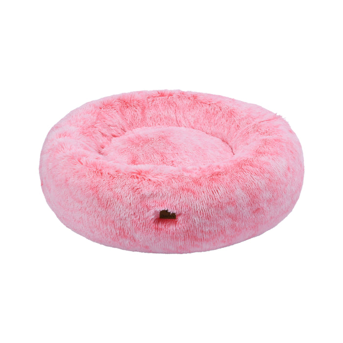 Donut Faux Fur Calming Pet Bed Nest Ombre Pink