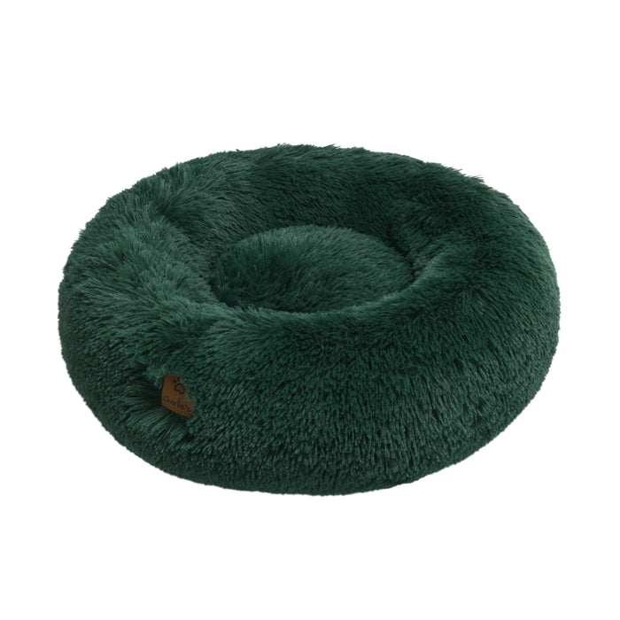 Shaggy Faux Fur Donut Calming Pet Nest Bed - Eden Green in 3 Sizes