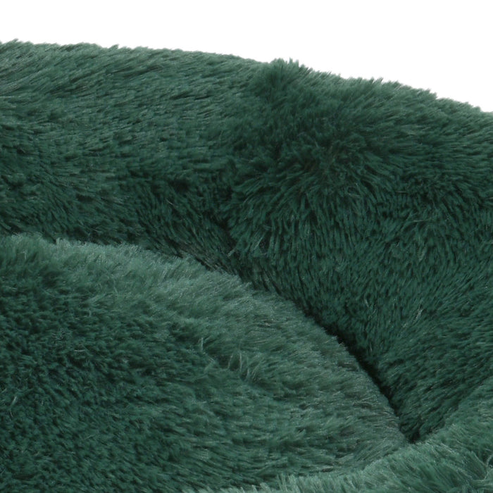 Shaggy Faux Fur Donut Calming Pet Nest Bed - Eden Green in 3 Sizes