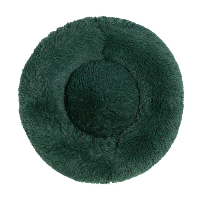 Shaggy Faux Fur Donut Calming Pet Nest Bed - Eden Green in 3 Sizes