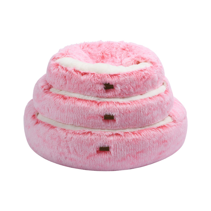 Snookie Hooded Pet Bed in Faux Fur - Ombre Pink in 3 Sizes