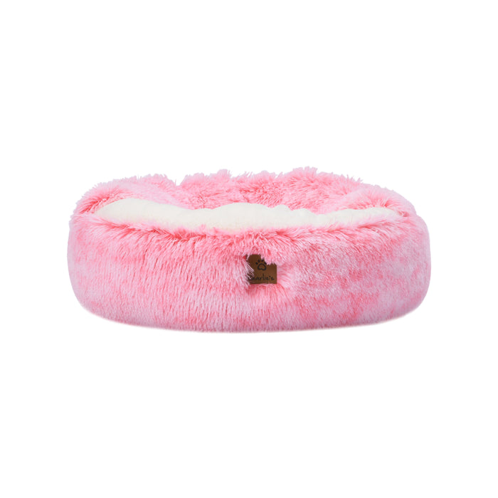 Snookie Hooded Pet Bed in Faux Fur - Ombre Pink in 3 Sizes