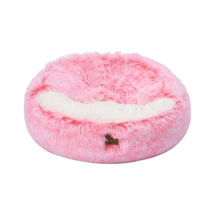 Snookie Hooded Pet Bed in Faux Fur - Ombre Pink in 3 Sizes