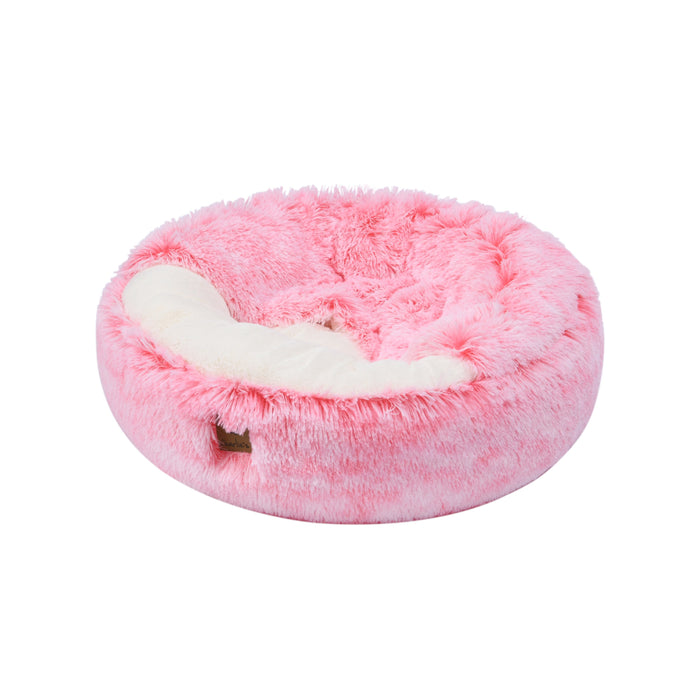 Snookie Hooded Pet Bed in Faux Fur - Ombre Pink in 3 Sizes