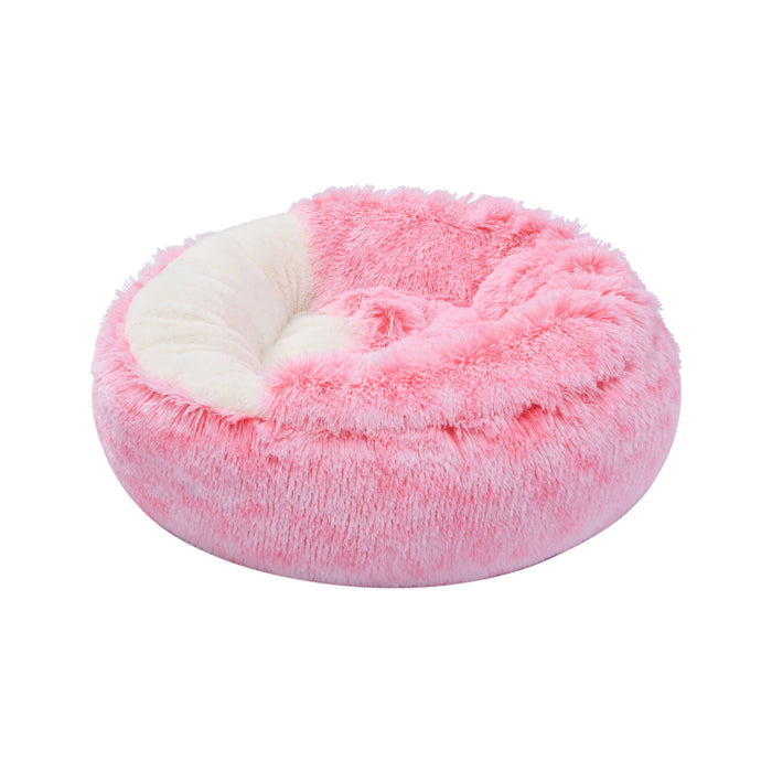 Snookie Hooded Pet Bed in Faux Fur - Ombre Pink in 3 Sizes