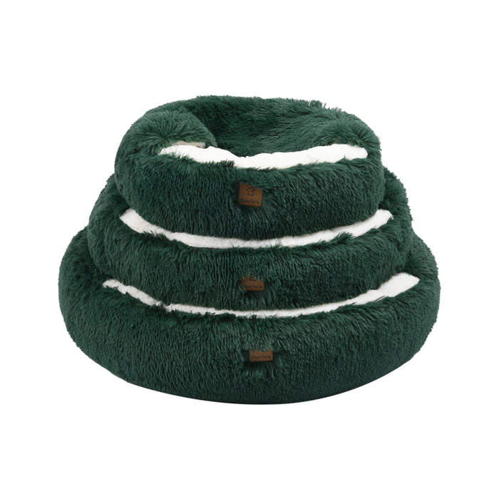 Snookie Hooded Pet Bed in Faux Fur - Eden Green