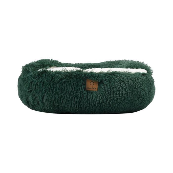 Snookie Hooded Pet Bed in Faux Fur - Eden Green