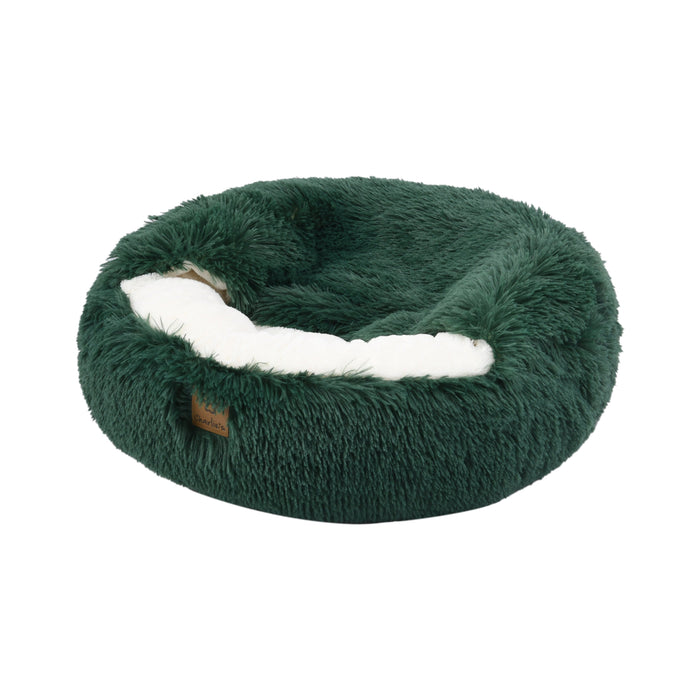 Snookie Hooded Pet Bed in Faux Fur - Eden Green