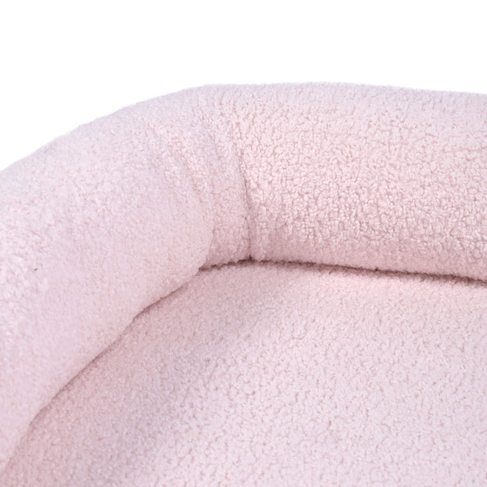 Teddy Fleece Memory Foam Sofa Pet Bed with Bolster - Pink  in 3 Sizes