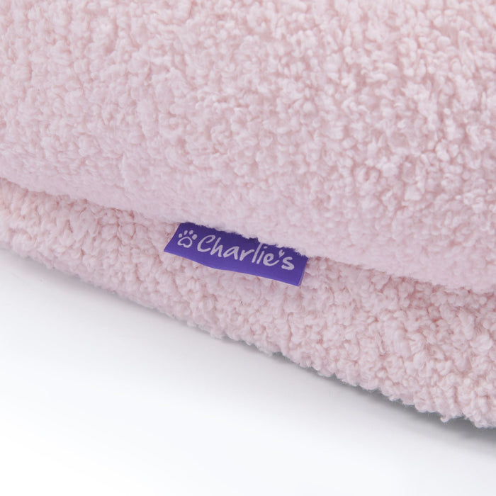 Teddy Fleece Memory Foam Sofa Pet Bed with Bolster - Pink  in 3 Sizes