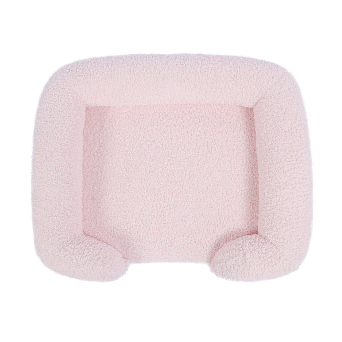 Teddy Fleece Memory Foam Sofa Pet Bed with Bolster - Pink  in 3 Sizes