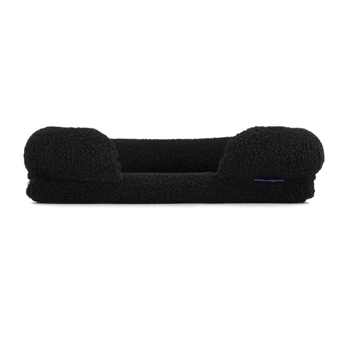 Teddy Fleece Memory Foam Sofa Pet Bed with Bolster - Charcoal  in 3 Sizes