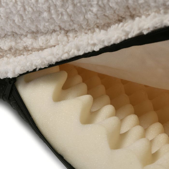 Teddy Fleece Memory Foam Sofa Pet Bed with Bolster - Cream  in 3 Sizes