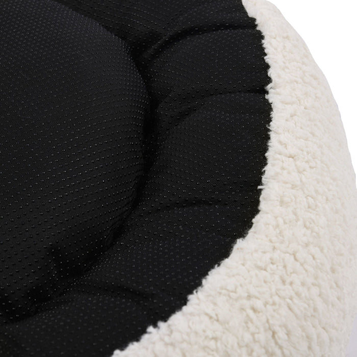 Teddy Fleece Round Donut Pet Bed - Cream in 3 Sizes