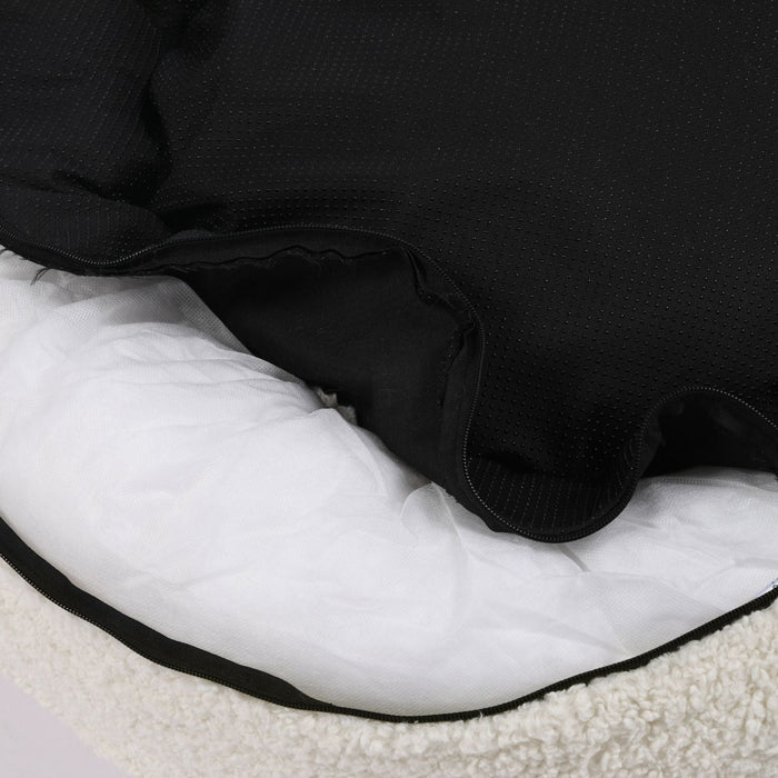 Teddy Fleece Round Donut Pet Bed - Cream in 3 Sizes