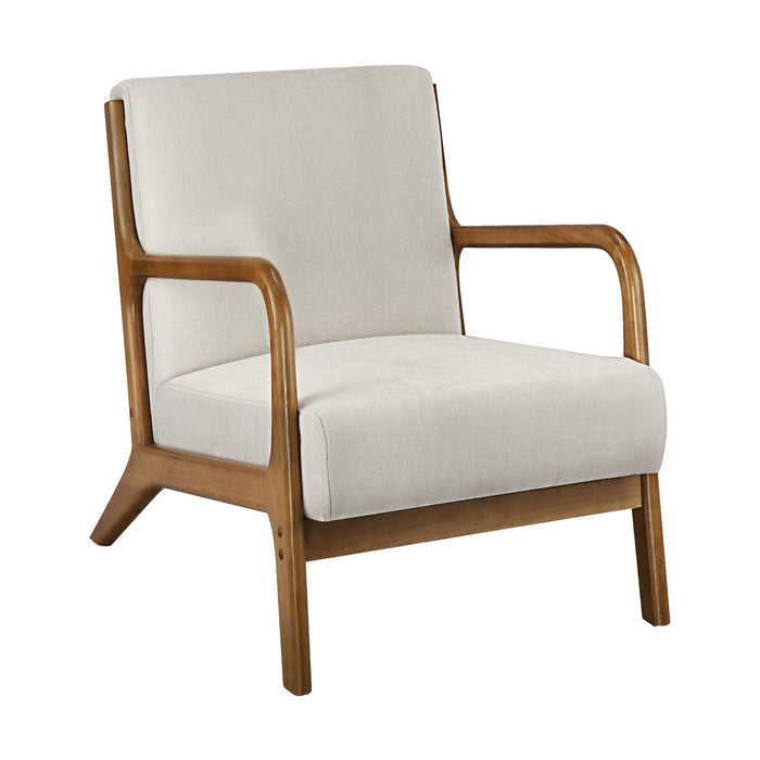 Modern Jakara Accent Lounge Chair | Soft Upholstered Wooden Fabric Lounge Armchair by Oikiture | 3 Colours