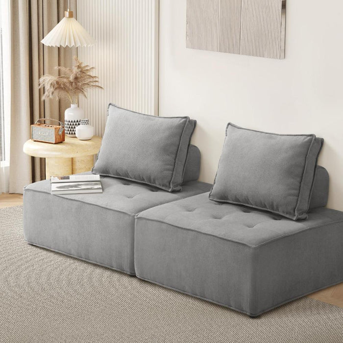 Natuzzo Ultra Verstaile Modualar Sofa Lounge System | Adjustable Armless Fabirc Boucle Sofa Set | 2 Finishes