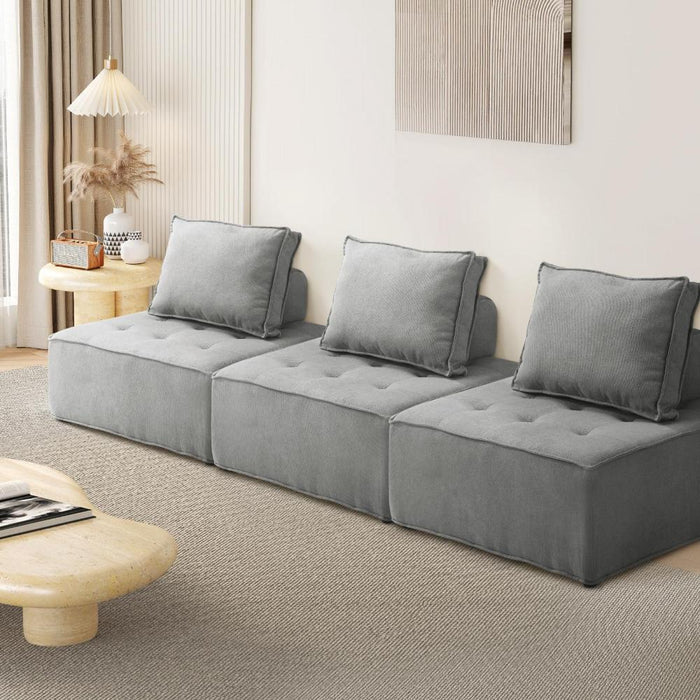 Natuzzo Ultra Verstaile Modualar Sofa Lounge System | Adjustable Armless Fabirc Boucle Sofa Set | 2 Finishes